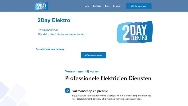 Website van 2Day Elektro