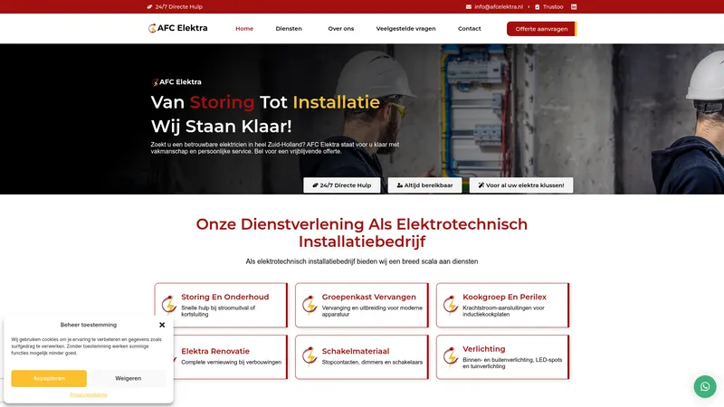 Website van AFC elektricien rotterdam