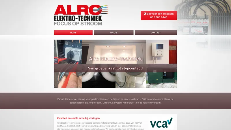 Website van Alro Elektro-Techniek