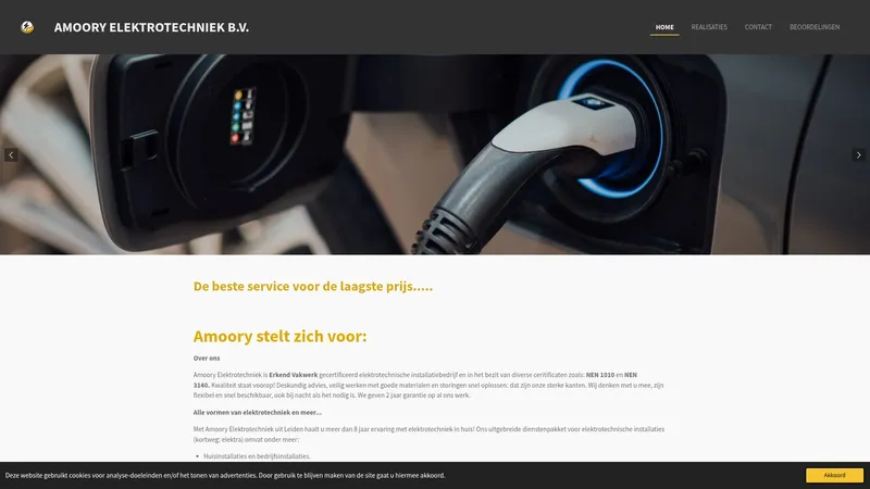 Website van Amoory Elektrotechniek & Bouw B.V.