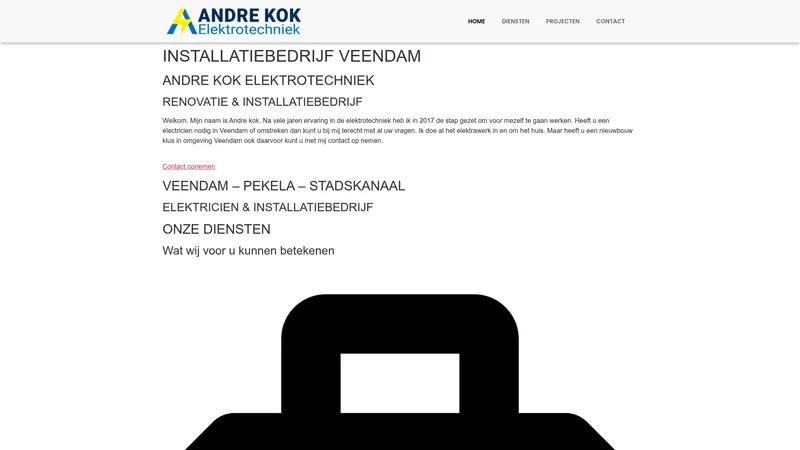 Website van Andre kok elektrotechniek