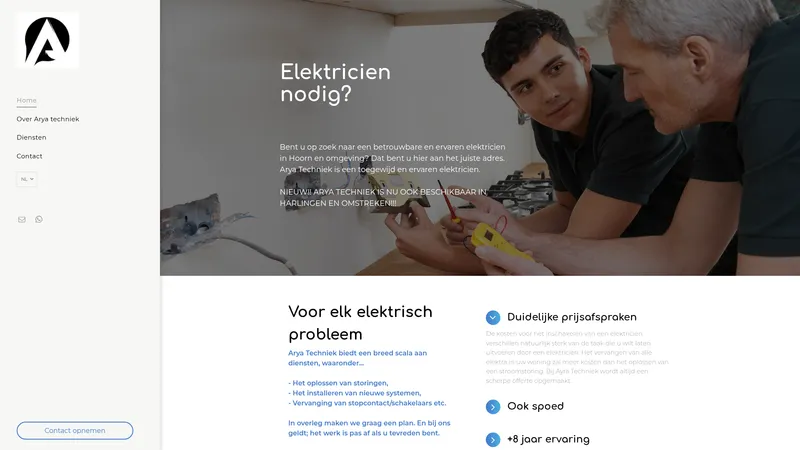 Website van Arya techniek