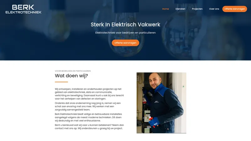 Website van Berk Elektrotechniek B.V.