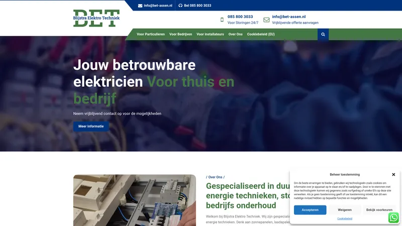 Website van Blijstra Elektro Techniek
