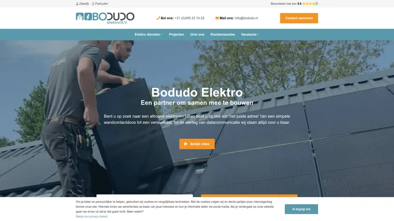 Website van Bodudo Elektro B.V.