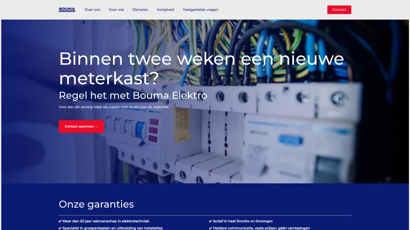 Website van Bouma Elektrotechniek