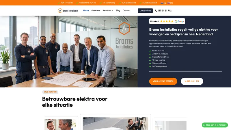 Website van Brams installaties - Elektro Techniek