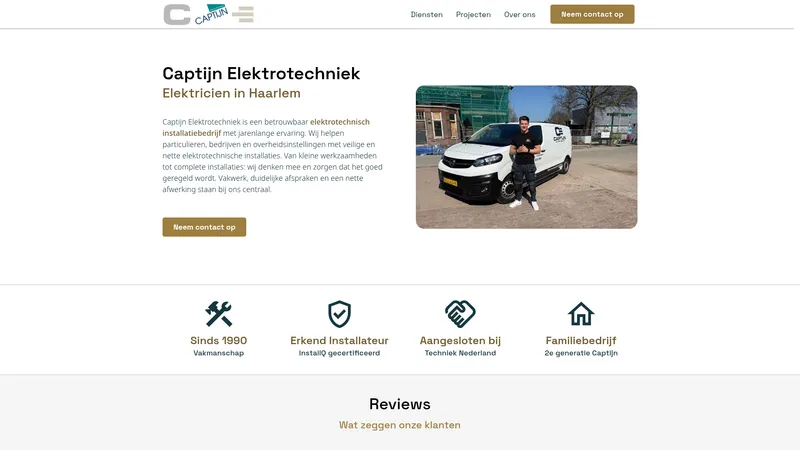 Website van Captijn Elektrotechniek