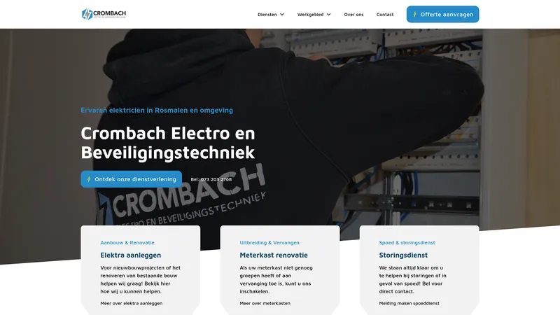 Website van Crombach Electro en Beveiligingstechniek | Elektricien Rosmalen