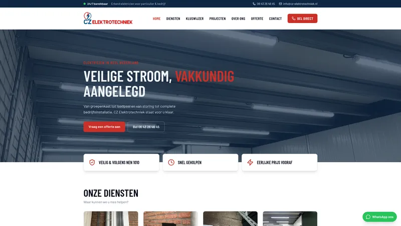 Website van CZ Elektrotechniek