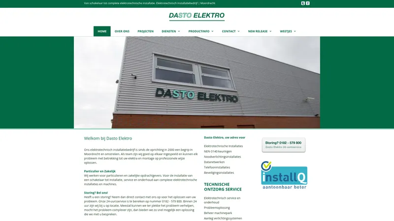 Website van Dasto Elektro BV Elektrotechnisch Installatiebedrijf
