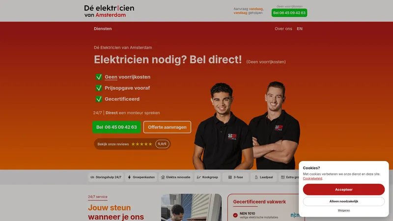 Website van Dé Elektricien van Amsterdam