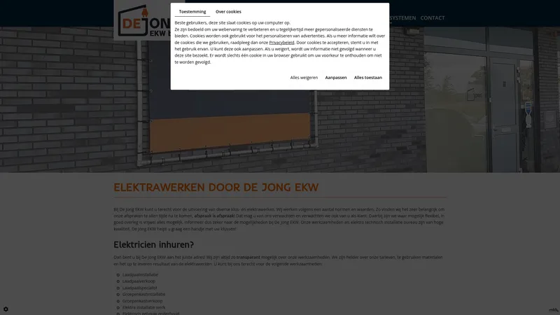 Website van De Jong EKW b.v.