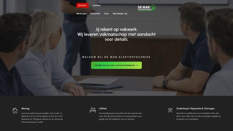 Website van De Man Elektrotechniek