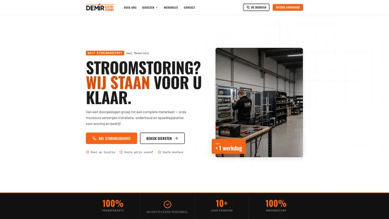 Website van Demir Elektrotechniek