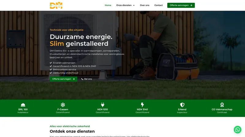 Website van DM Elektro BV