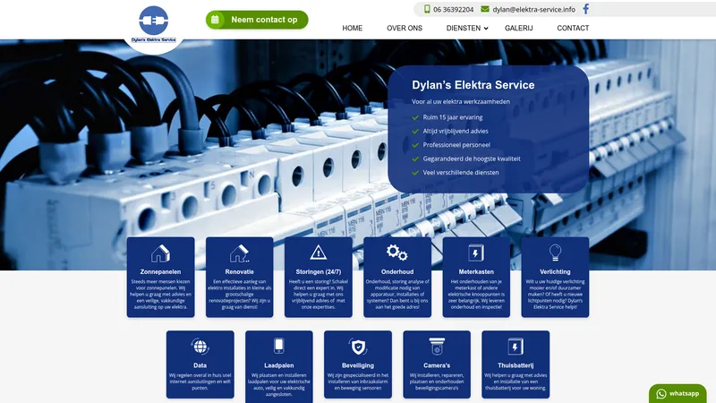 Website van Dylan's Elektra Service