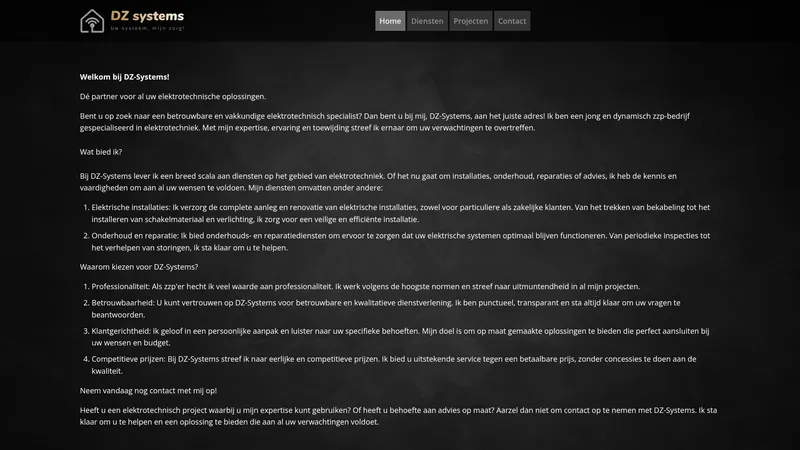 Website van DZ-Systems