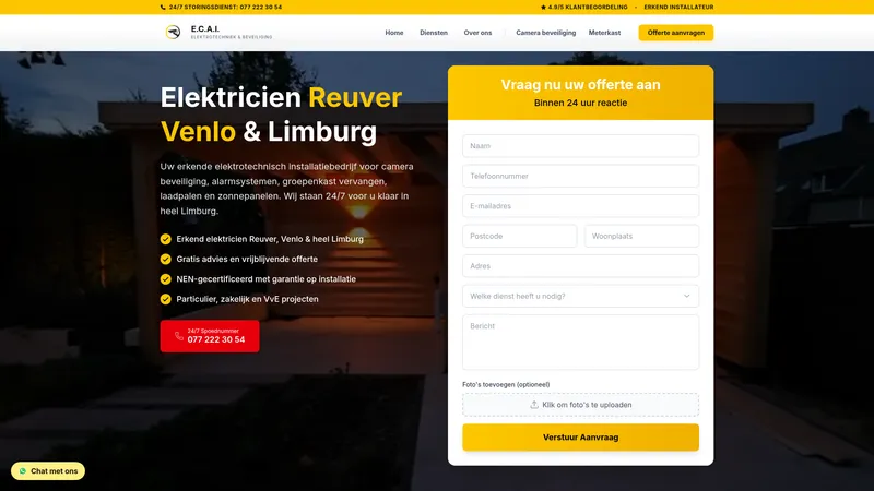 Website van E.C.A.I Installatie & elektrotechniek