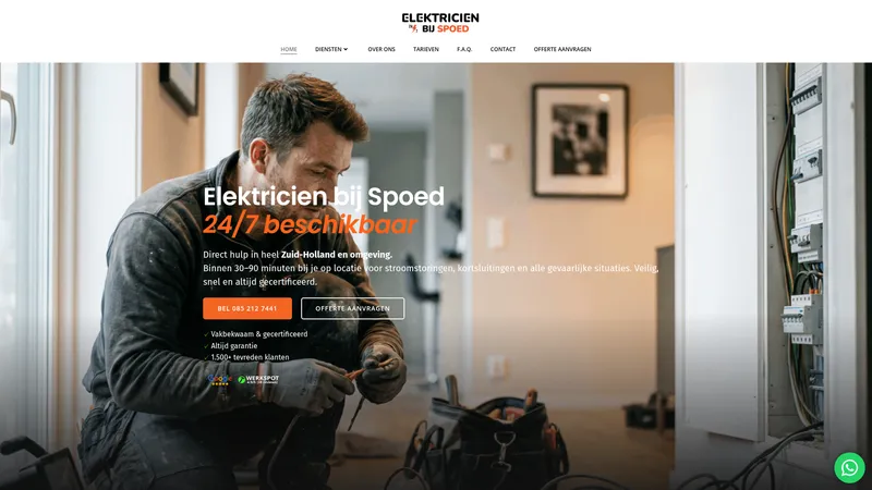 Website van Elektricien bij Spoed