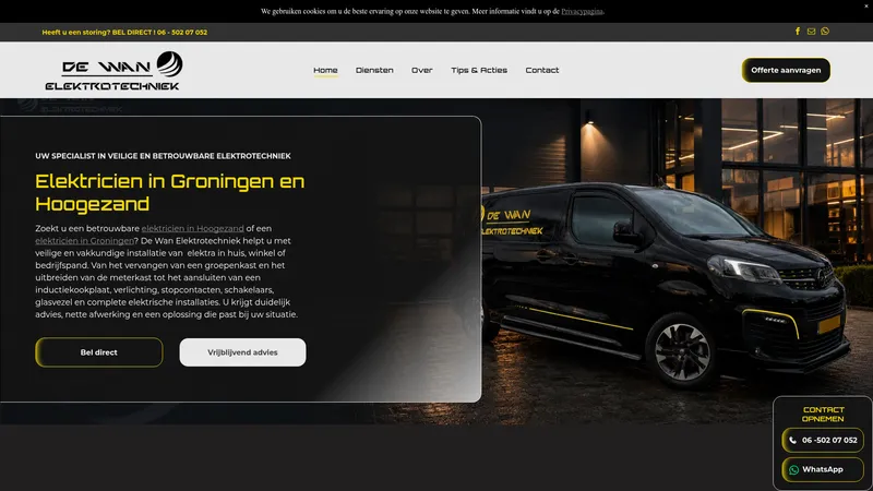 Website van Elektricien Groningen | DeWan Elektro Techniek