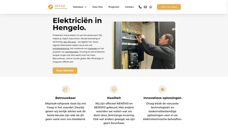 Website van Elektricien Hengelo Divag