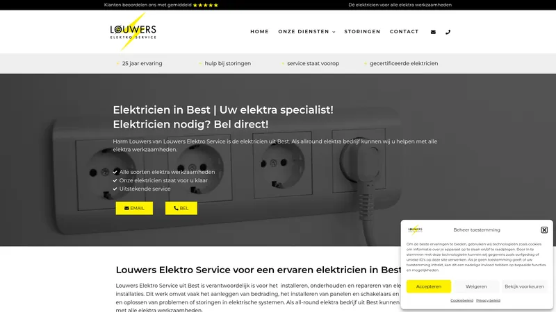 Website van Elektricien Louwers Elektro Service