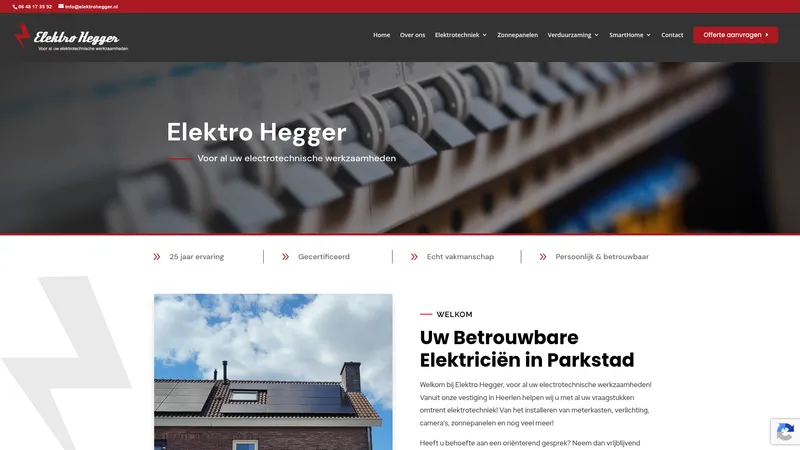 Website van Elektro Hegger