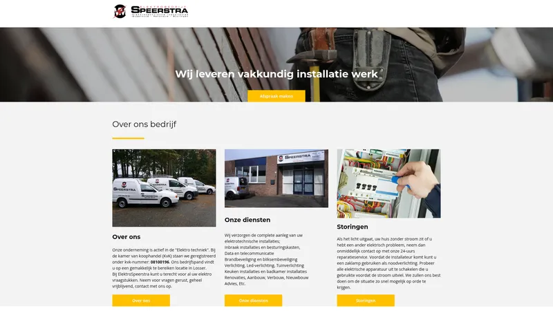 Website van Elektrobedrijf Speerstra
