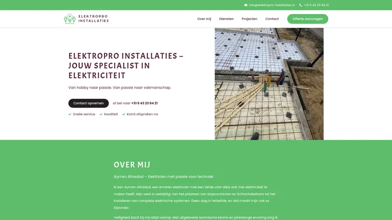 Website van Elektropro installaties