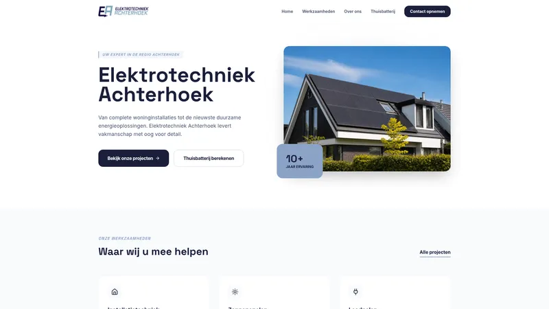 Website van Elektrotechniek Achterhoek & Thuisbatterij