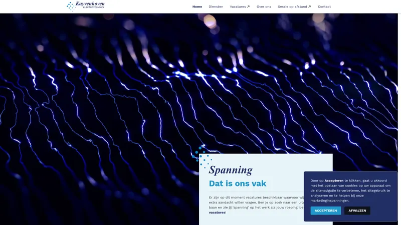Website van Elektrotechnisch Bedrijf Kuyvenhoven B.V.
