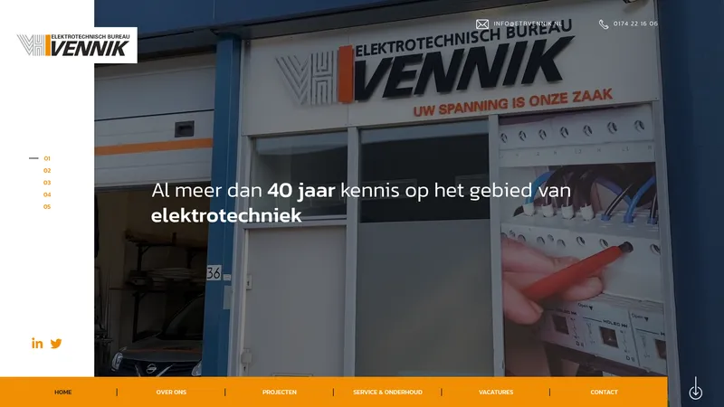 Website van Elektrotechnisch Bureau Vennik B.V.