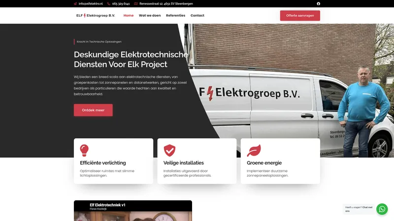 Website van ELF Elektrogroep B.V.