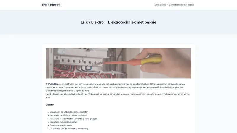 Website van Erik's Elektro