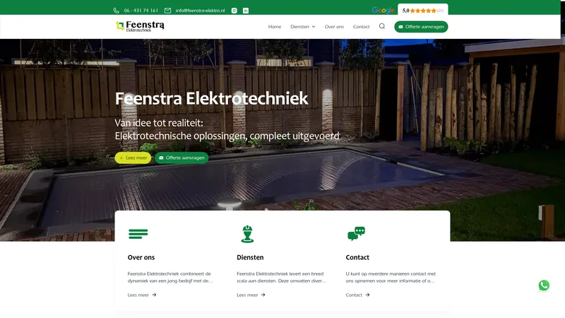 Website van Feenstra Elektrotechniek