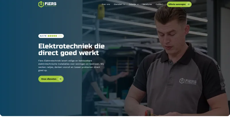 Website van Fiers Elektrotechniek