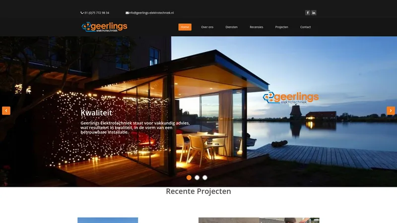 Website van Geerlings Elektrotechniek BV