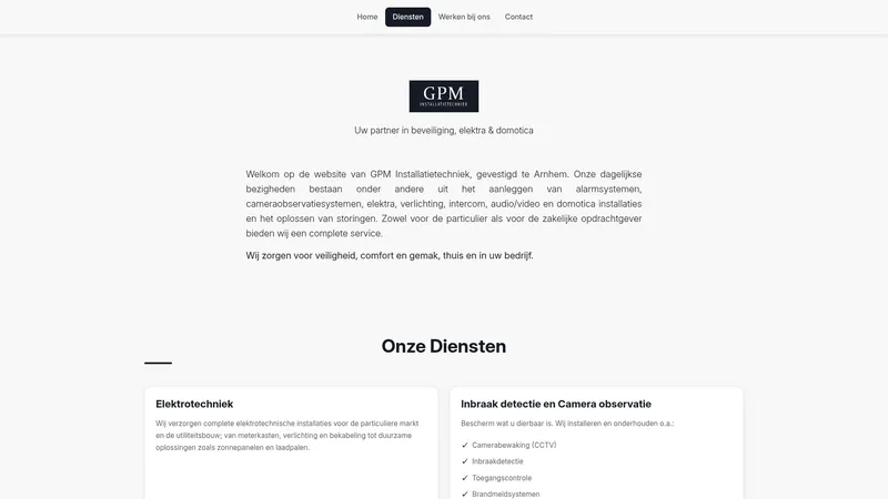 Website van GPM Installatietechniek