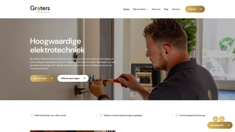 Website van Groters Elektrotechniek
