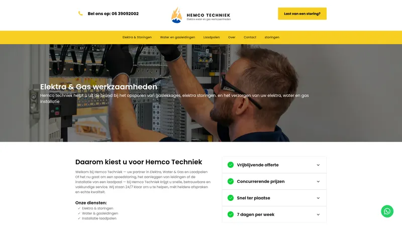 Website van Hemco Techniek