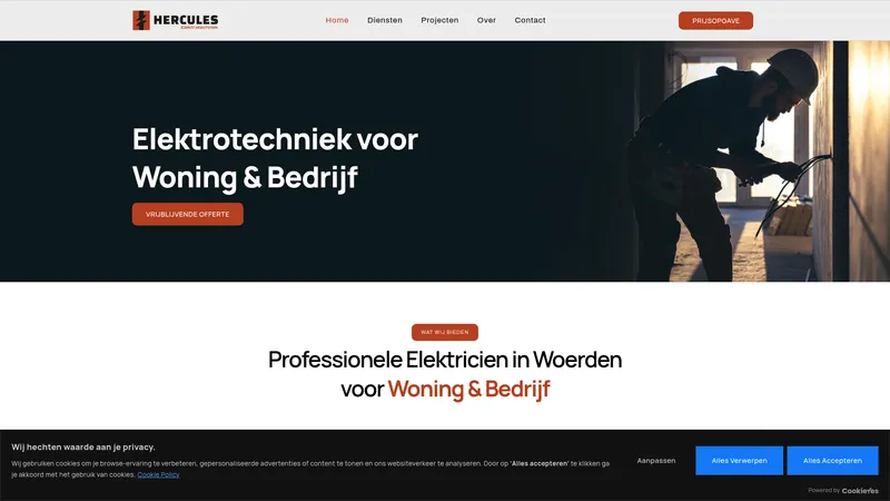 Website van Hercules Elektrotechniek