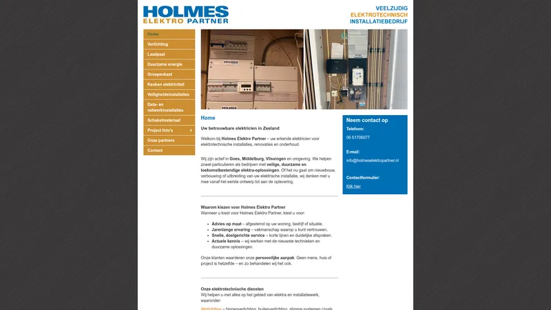 Website van Holmes Elektro Partner