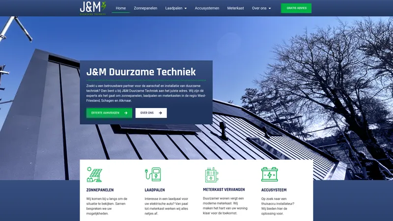 Website van J&M Duurzame Techniek