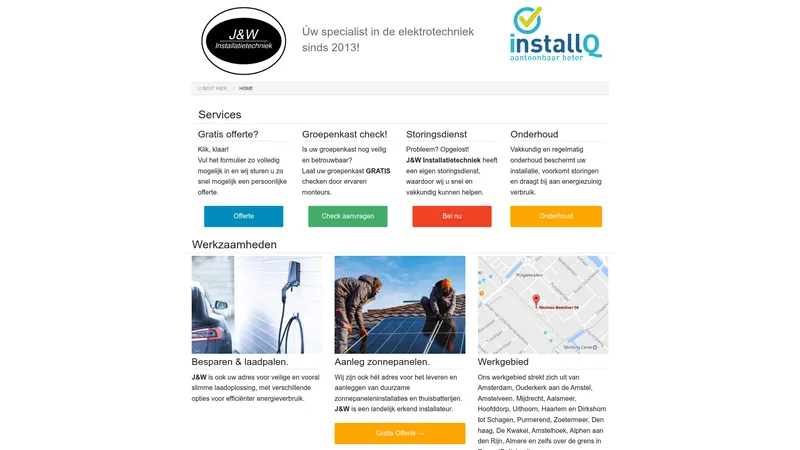 Website van J&W installatietechniek