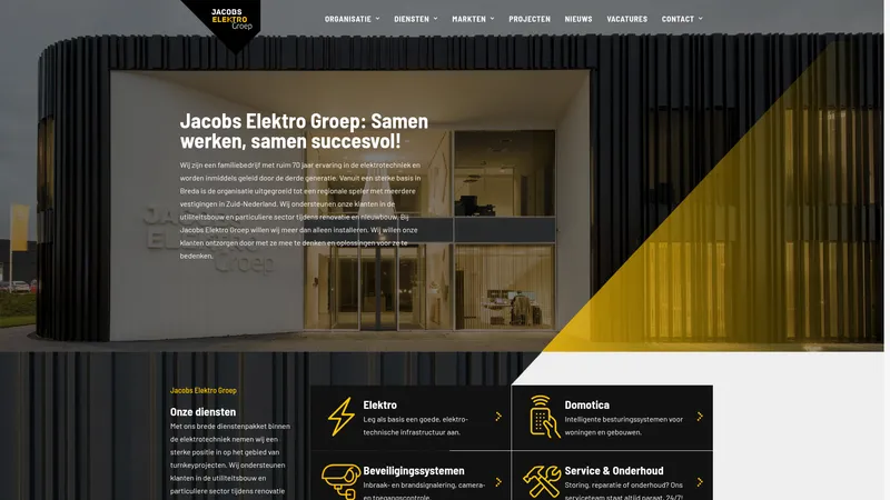 Website van Jacobs Elektro Groep