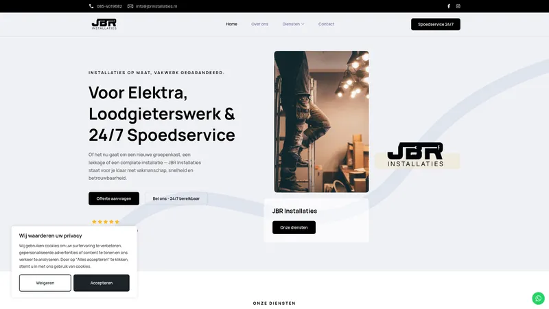 Website van JBR Installatietechniek