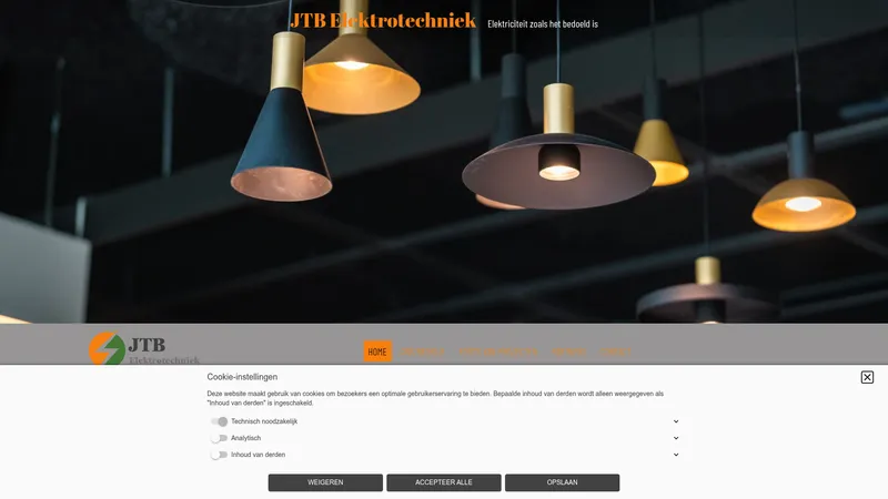 Website van JTB Elektrotechniek