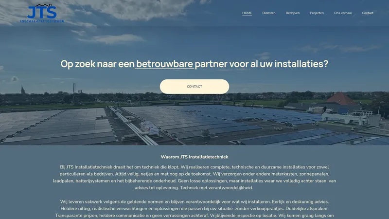 Website van JTS Installatietechniek