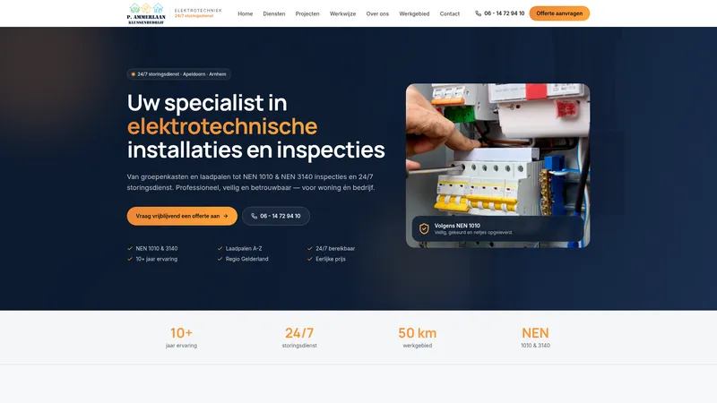Website van Klussenbedrijf P. Ammerlaan